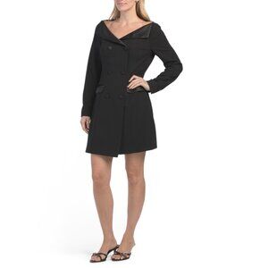 ADRIANNA BY ADRIANNA PAPELL Black Long Sleeve Blazer Mini Dress
